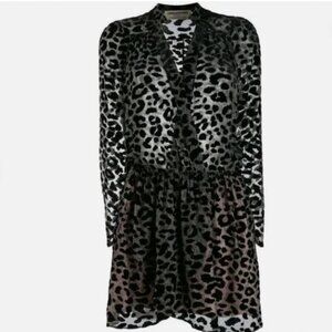 Zadig & Voltaire Runway Devoré Leopard Silk Blend Mini Dress Size L